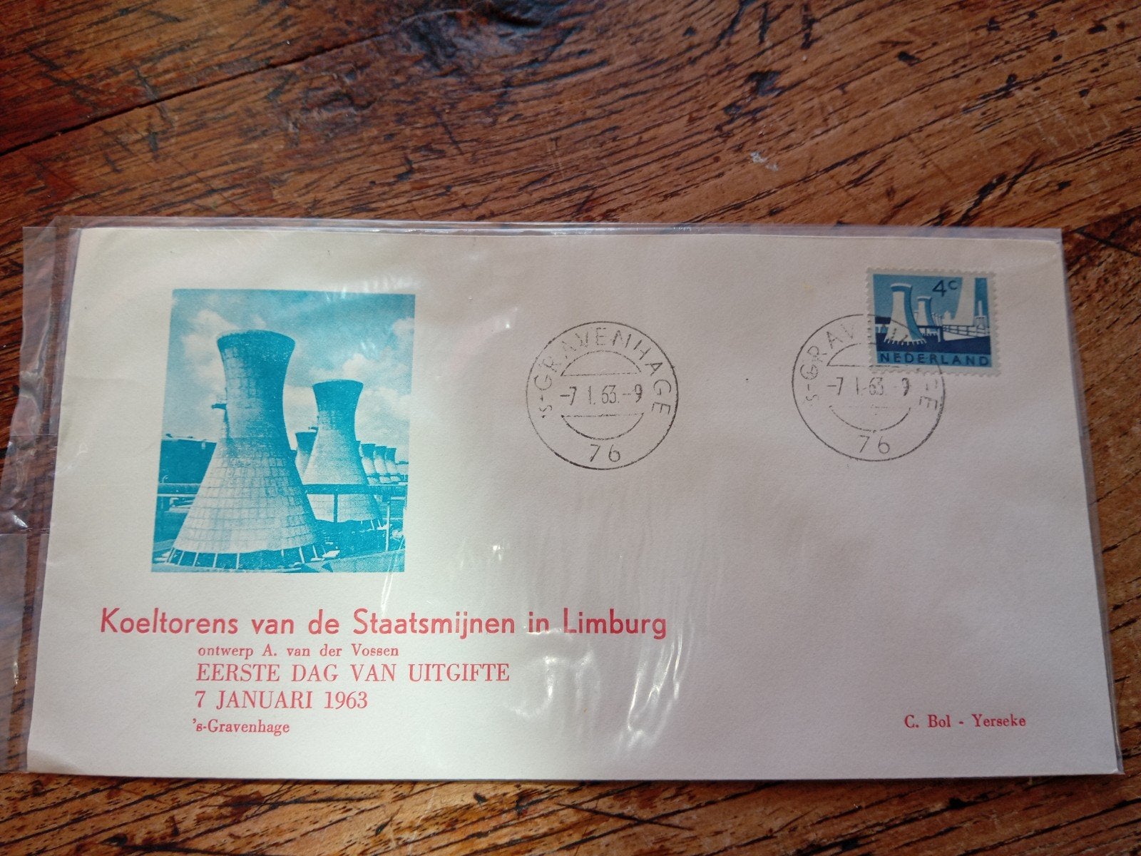 Eerste Dag Uitgifte Koeltorens Staatsmijnen Limburg 1963, Ophalen of Verzenden, Nederland
