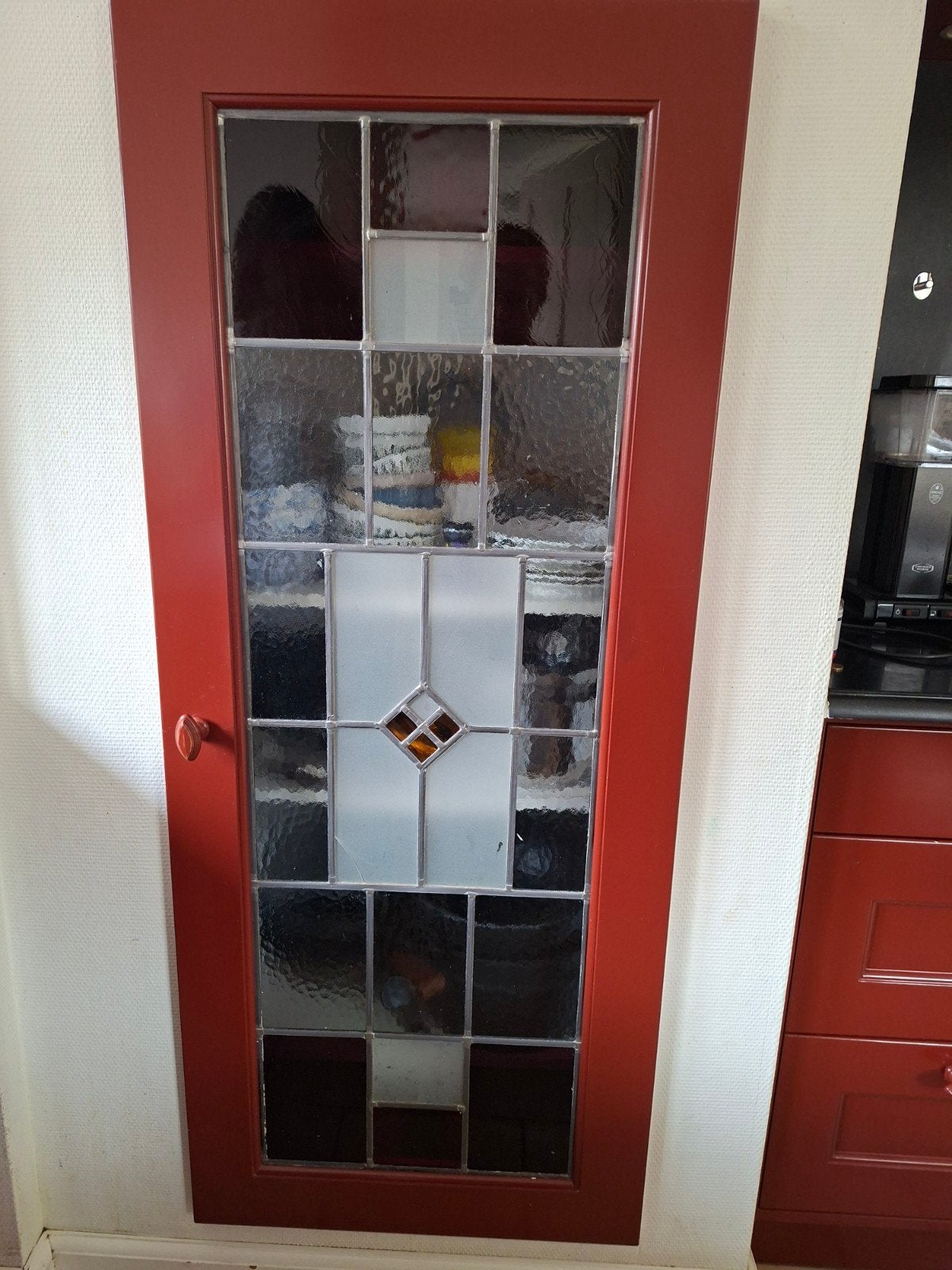 2 rode keukendeur met glas-in-lood, Ophalen, Gebruikt, Minder dan 80 cm, Overige typen