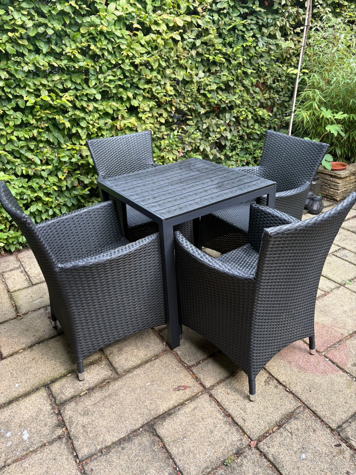 Wicker tuinset ruinstoelen tuintafel, Ophalen, Zo goed als nieuw, Wicker, 2 zitplaatsen