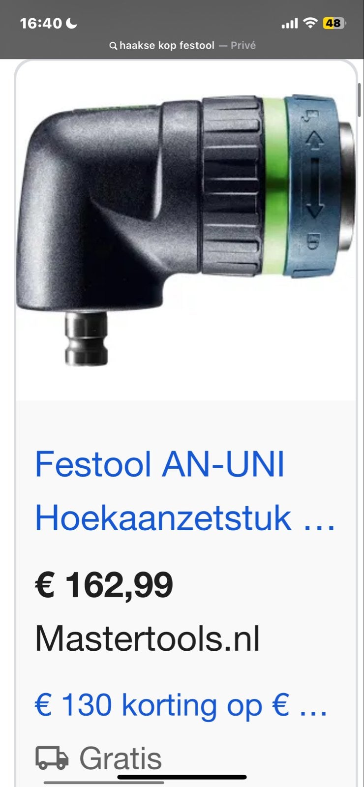 Festool AN-UNI Haakse Kop - Gloednieuw, Doe-het-zelf en Verbouw, Ophalen, Nieuw, Overige typen