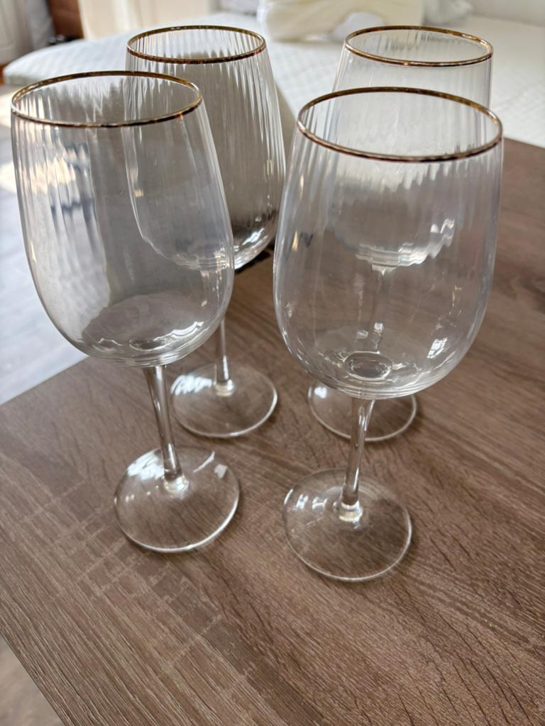 Wijnglazen met gouden rand, Verzenden, Zo goed als nieuw, Overige typen