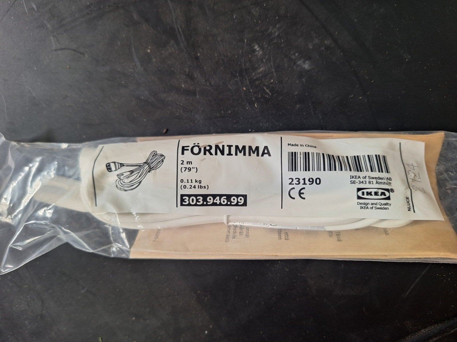 IKEA FÖRNIMMA aansluitkabel 2m, nieuw in verpakking, Huis en Inrichting, Ophalen of Verzenden, Nieuw, Modern
