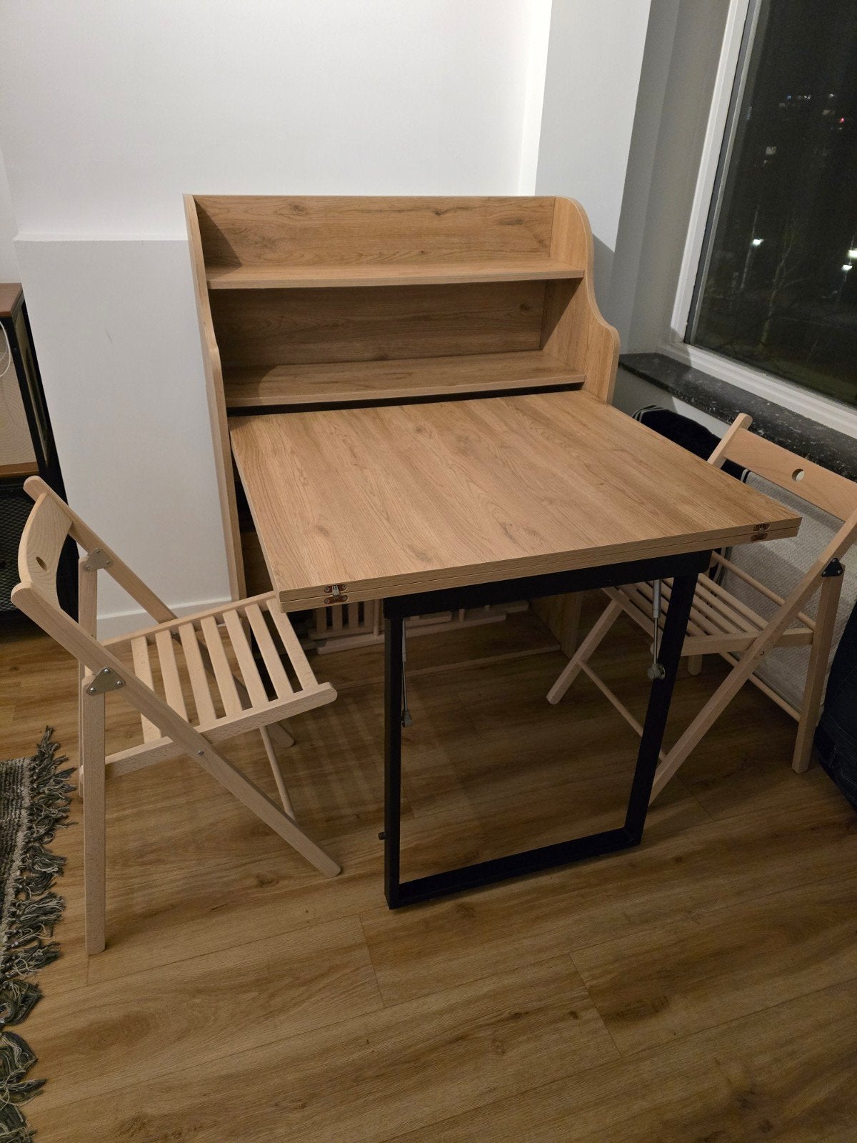 Compact extendable dinner table with storage, Ophalen, Bruin, Zo goed als nieuw, Overige merken