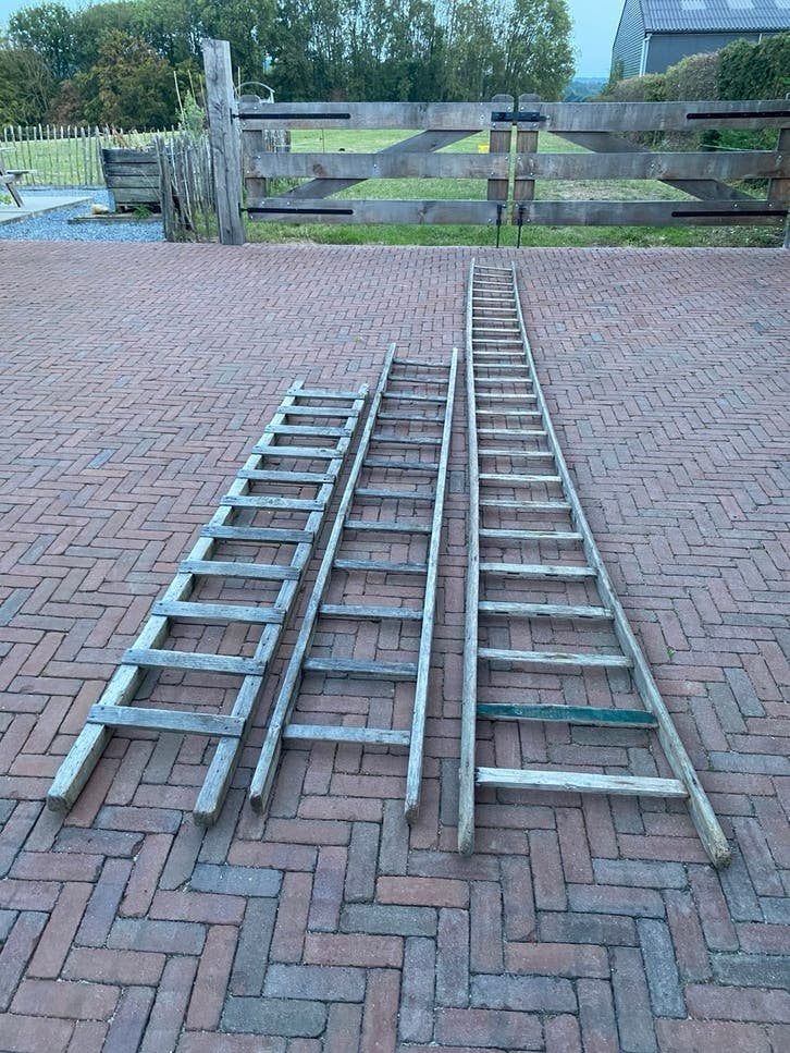 2 houten ladders, Ophalen, Gebruikt, Ladder, 2 tot 4 meter