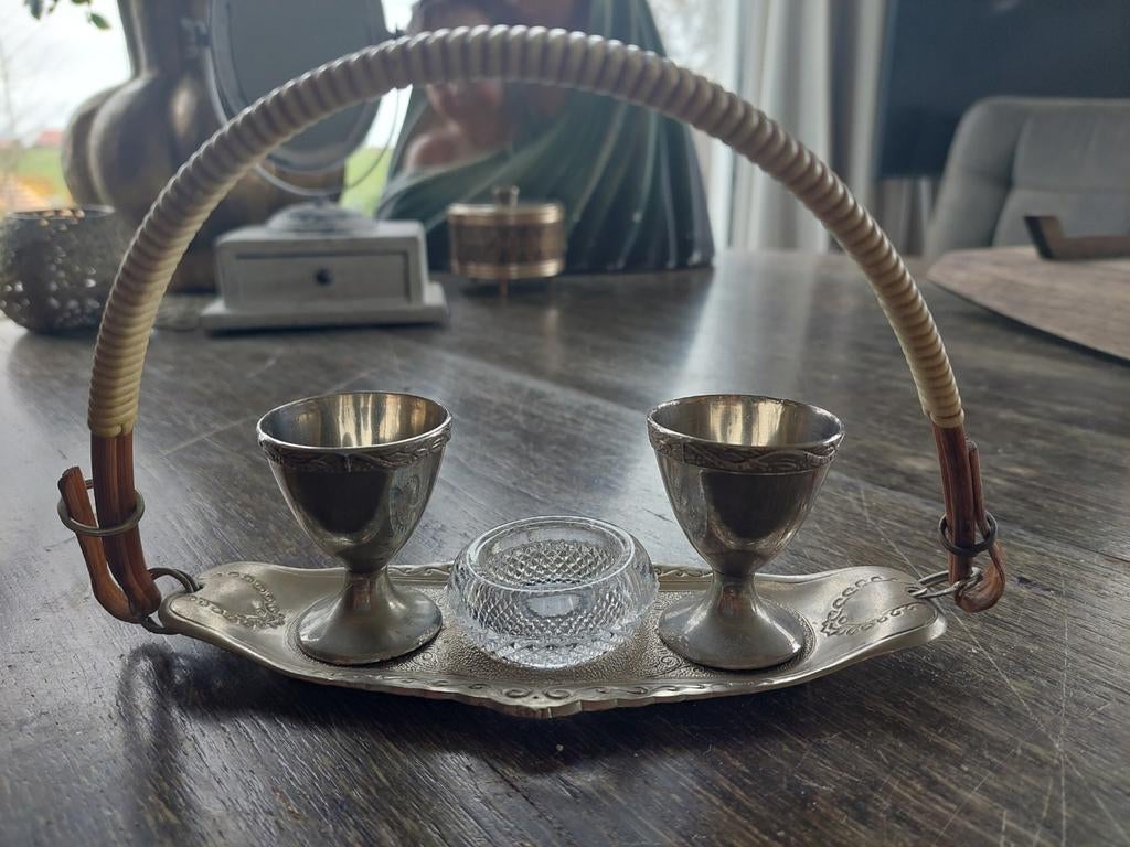 Eierdopjes set vintage retro brocant, Antiek en Kunst, Ophalen of Verzenden