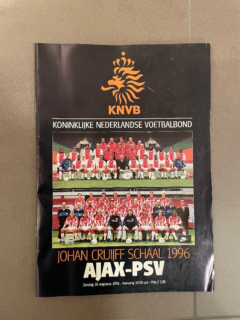 Programmaboekje van  Ajax -PSV Johan Cruijff schaal 1996, Ophalen of Verzenden, Zo goed als nieuw, Ajax, Boek of Tijdschrift