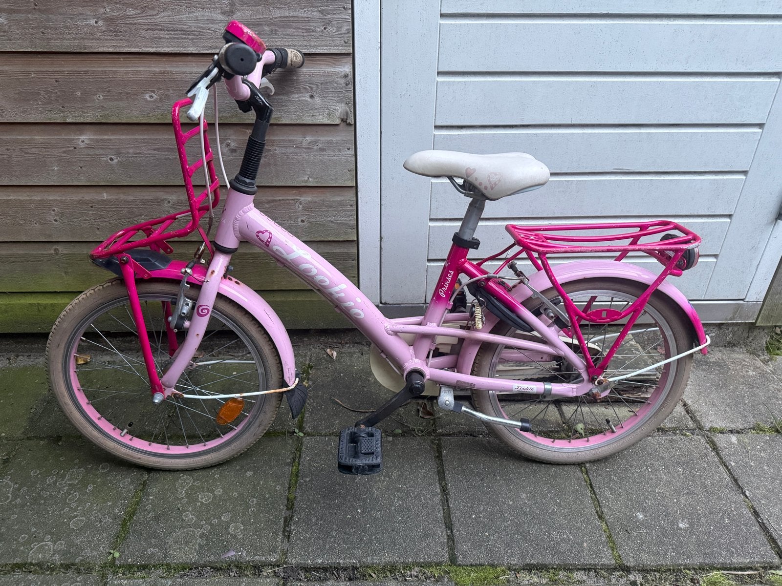 Leuke roze Loekie Prinses fiets – Wielmaat 12,5 inch, Ophalen, Gebruikt, Terugtraprem, Minder dan 16 inch