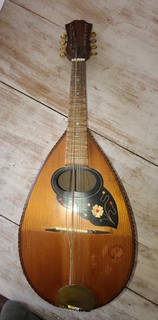 Vintage Mandoline - Italiaans, met bloemmotief, Ophalen of Verzenden, Gebruikt