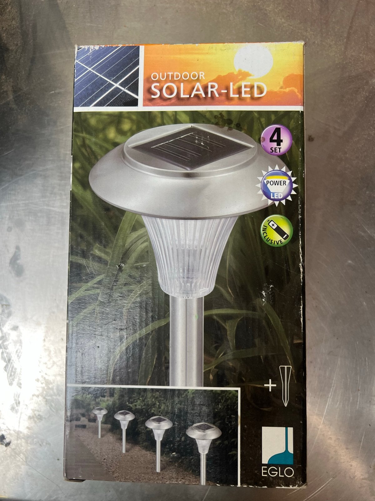 EGLO Solar-LED Tuinverlichting - 4 Stuks, Tuin en Terras, Zonne-energie, Staal, Minder dan 50 watt, Nieuw