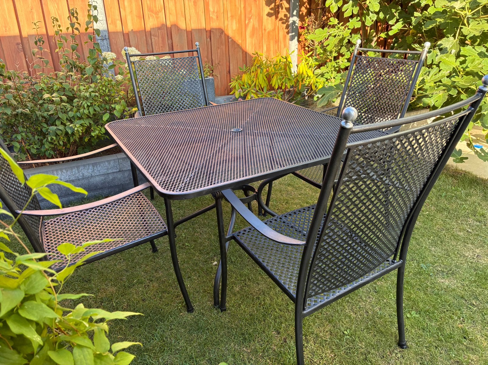 Metalen tuinset met 4 stoelen (Royal Garden Excelsior), Tuin en Terras, Ophalen, Gebruikt, Eettafel, Tuinset