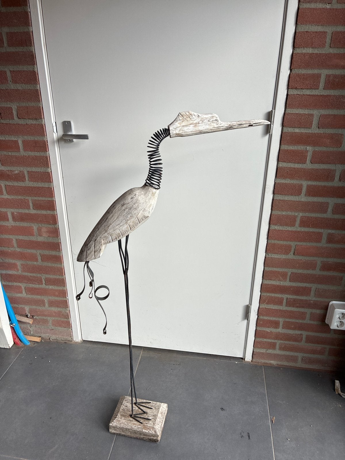 Decoratieve reiger van hout en metaal, Hout, Ophalen of Verzenden, Grijs, Landelijk