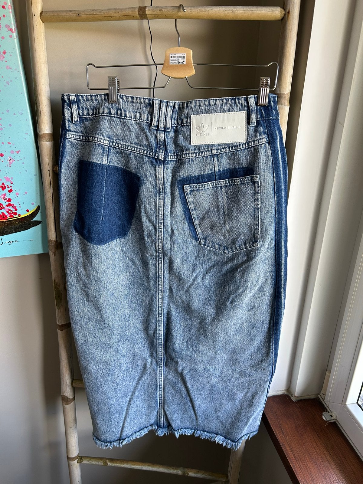 Adidas x Kseniaschnaider denim midi rok, Maat 38/40 (M), Blauw, Ophalen of Verzenden, Zo goed als nieuw