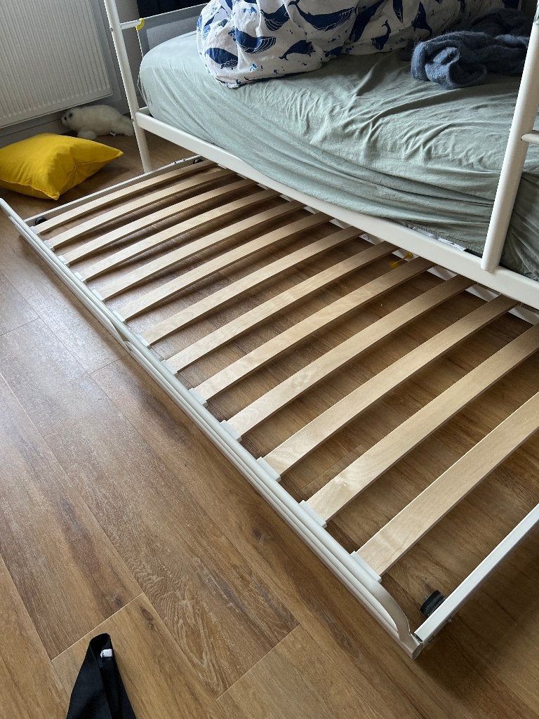 90x 200 metalen onderschuiflattenbodem IKEA, Huis en Inrichting, Ophalen, 90 cm, Eenpersoons, Wit