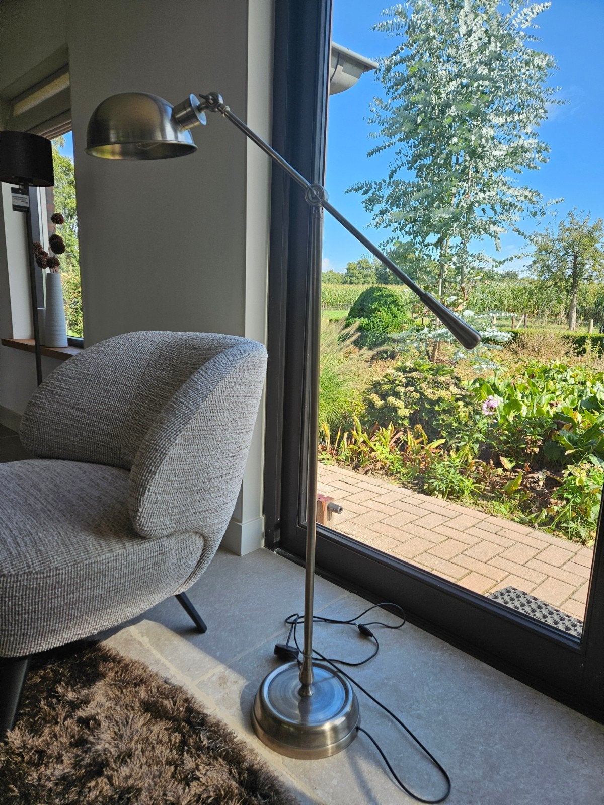 Verstelbare vloerlamp met metalen kap, Ophalen, Gebruikt, Klassiek, Industrieel, E27 (groot)