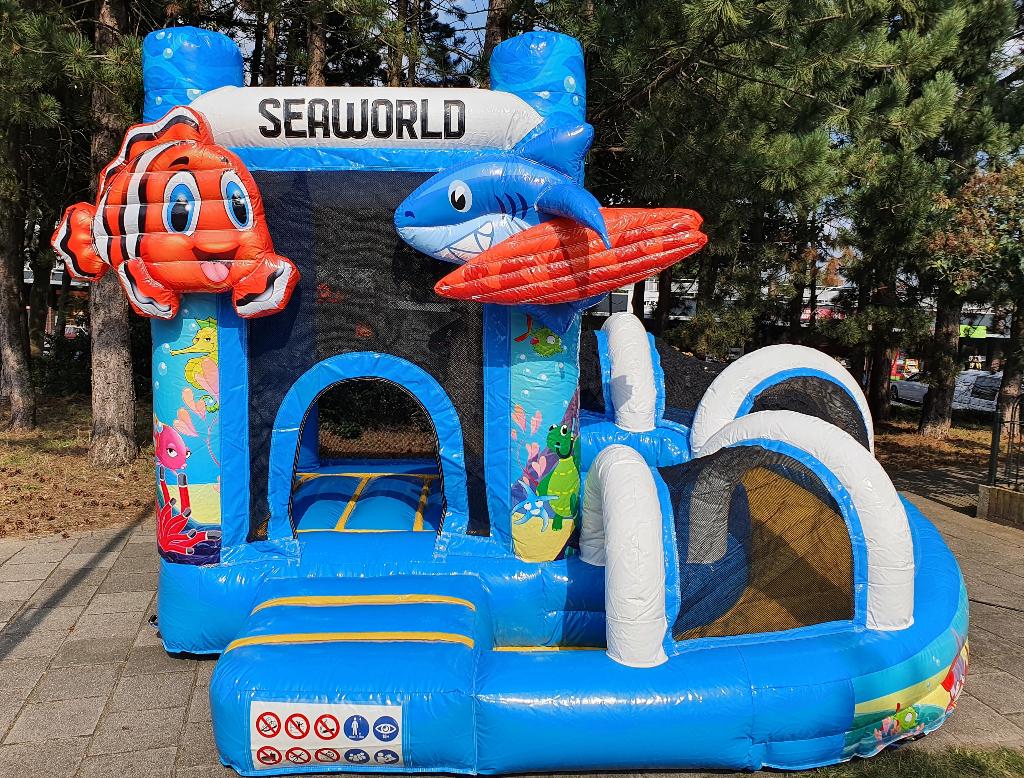 Springkussen Sea World met glijbaan te huur, Ophalen, Zo goed als nieuw, Overige