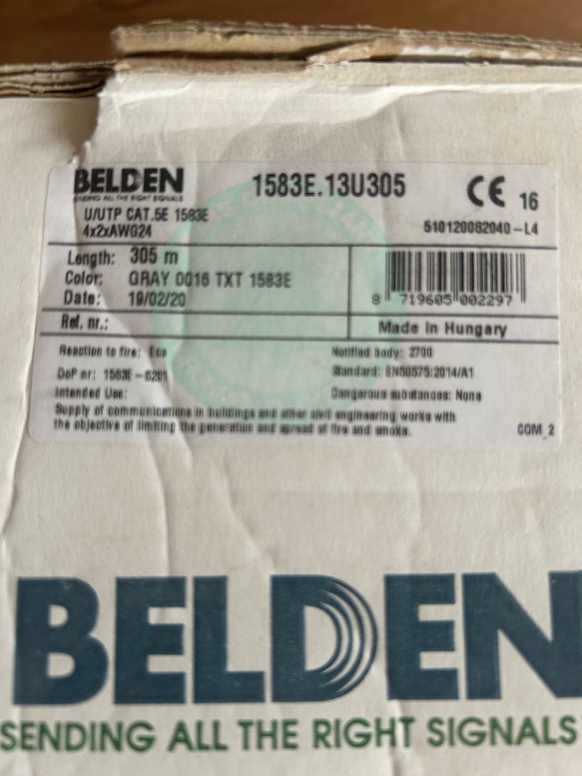 Belden UTP Kabel Cat.5E - 305m Rol, Ophalen of Verzenden, Nieuw, 10 meter of meer, Overige kabels