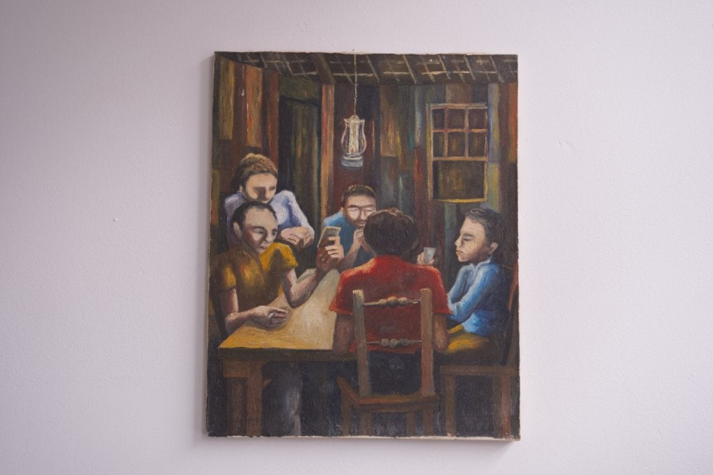 Schilderij Kaartspelende Vrienden, Ophalen of Verzenden, Figuren