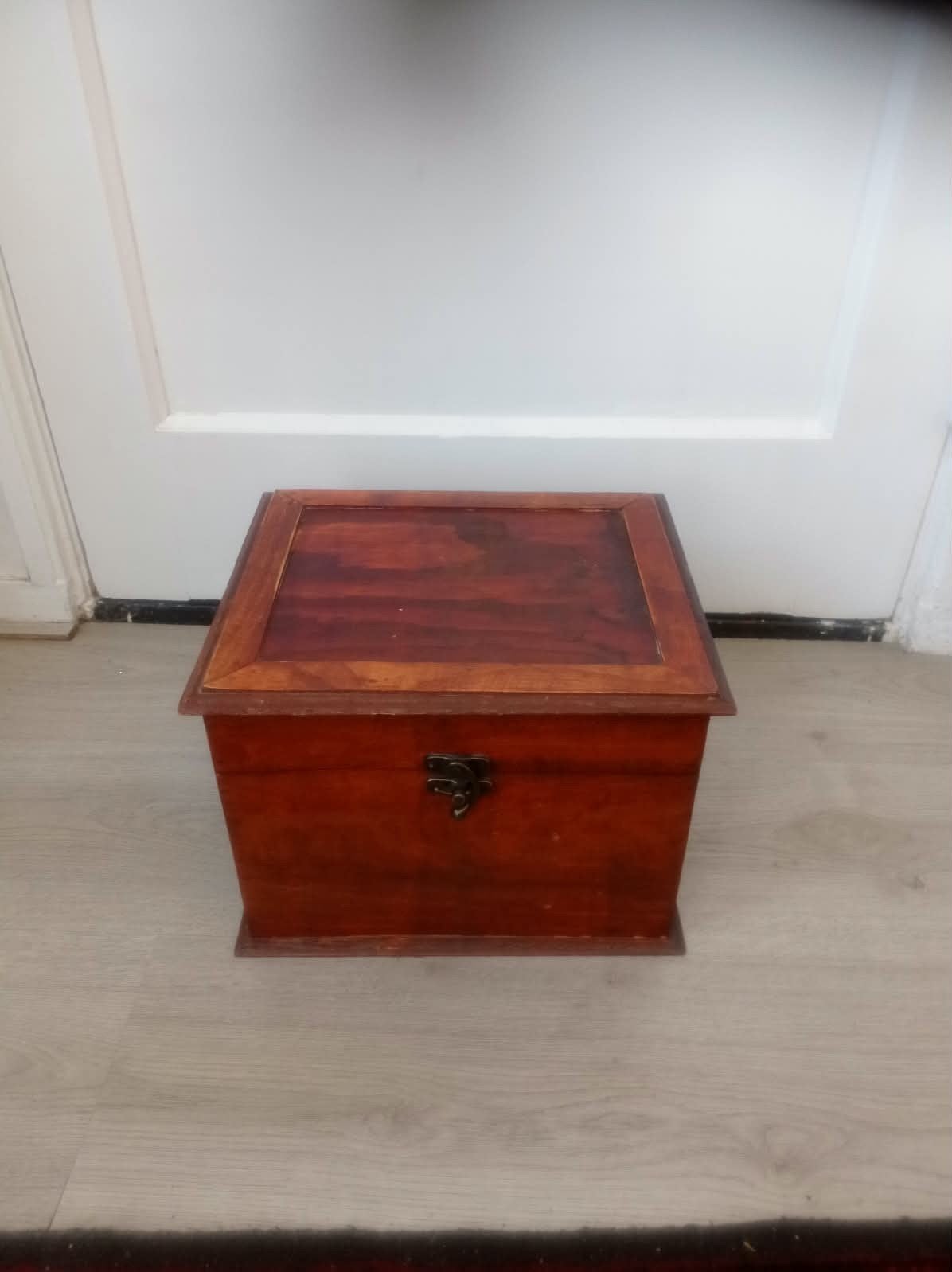 Antieke/Vintage Mahonie Opbergkist met Messing Sluitwerk, Ophalen of Verzenden