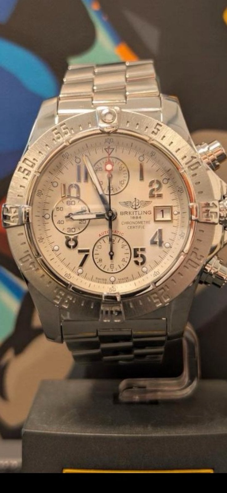 Breitling Super Avenger, FullSet NP 4850€ Top, Ophalen, Staal, Gebruikt, Staal