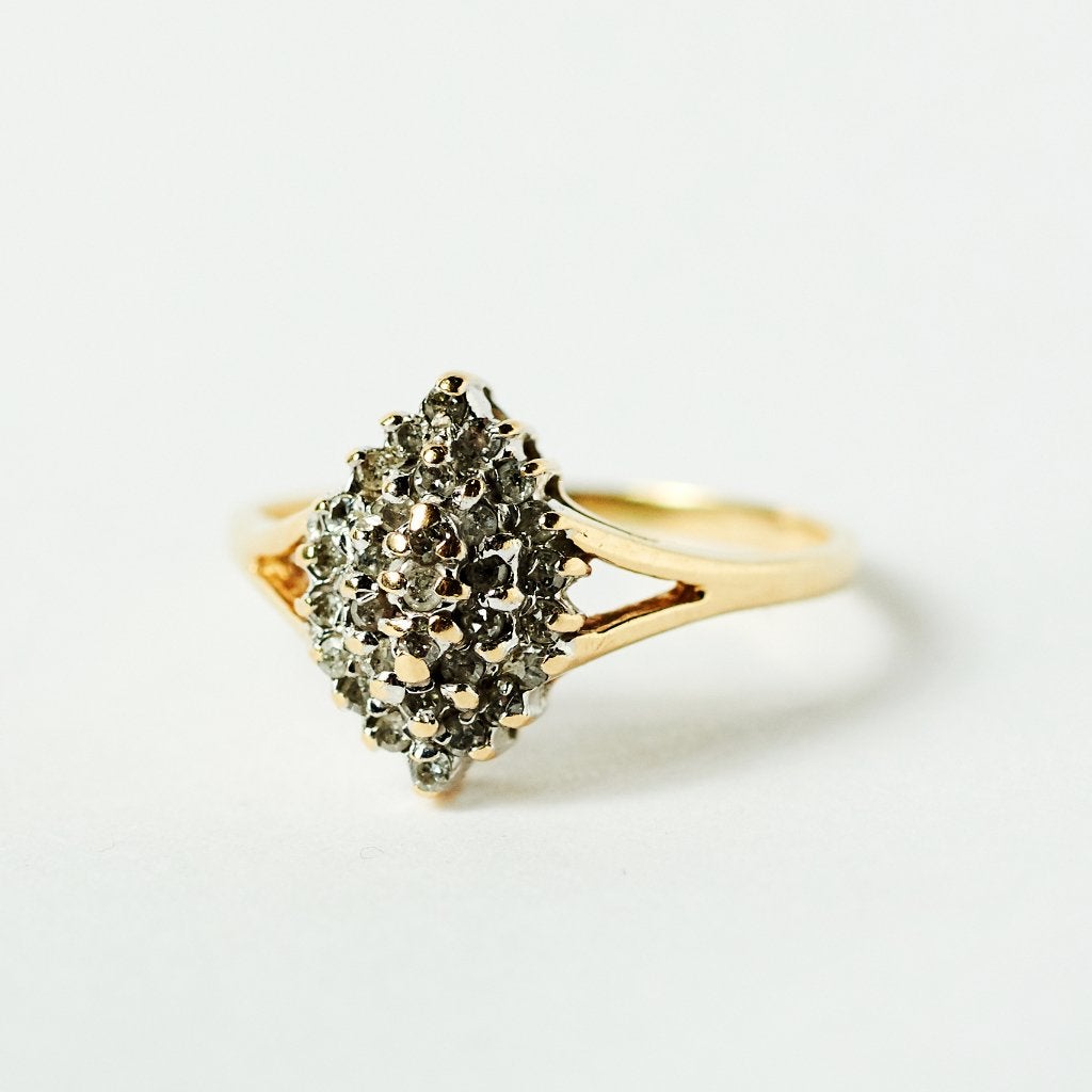 Vintage cluster diamant ring 14 karaat verlovingsring goud, Ophalen of Verzenden, Met edelsteen, Dame, Goud