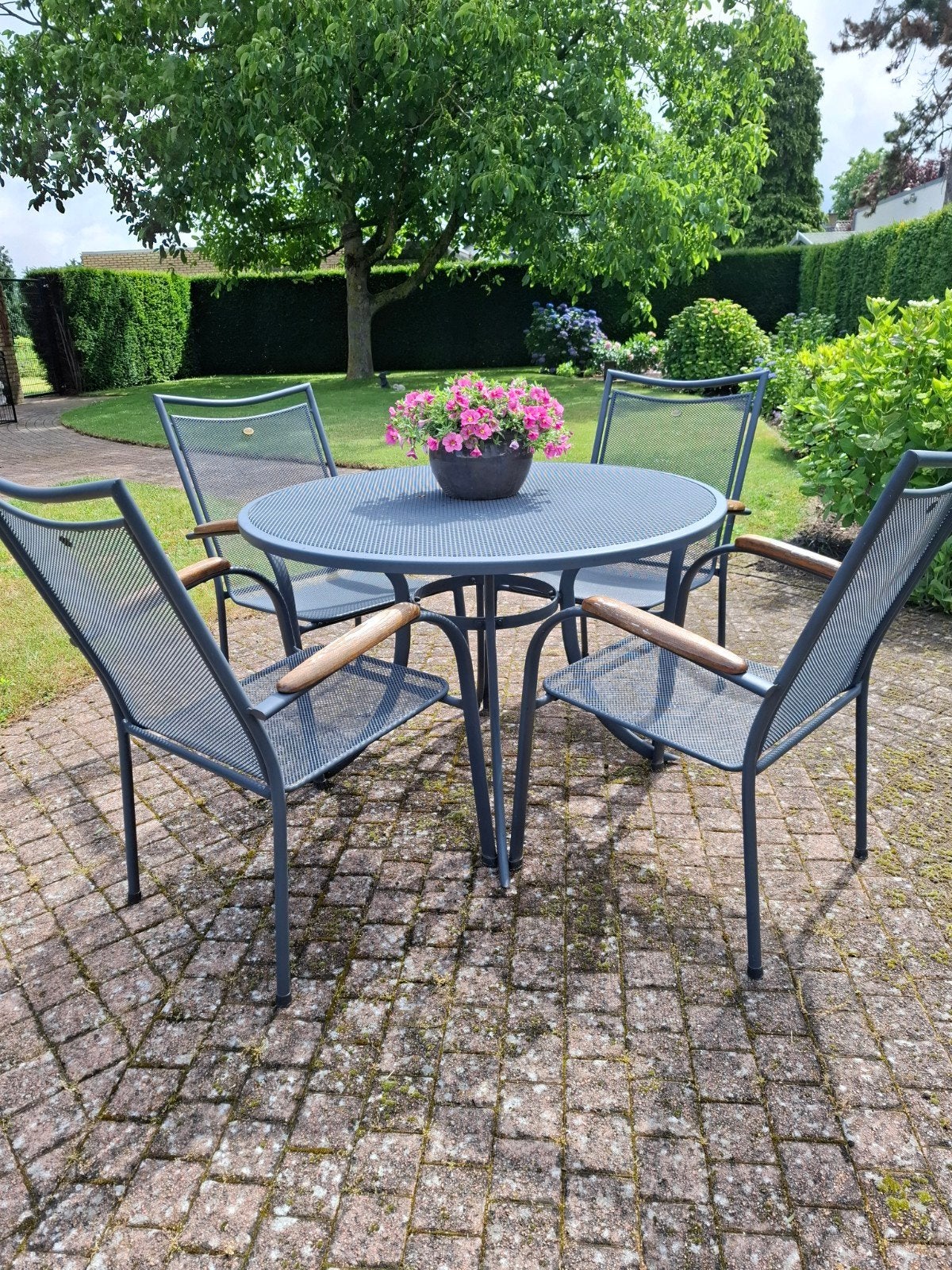 Hartman tuinset, kleur grijs ., Tuin en Terras, Tuinsets en Loungesets, Ophalen, 4 zitplaatsen, Gebruikt, Tuinset