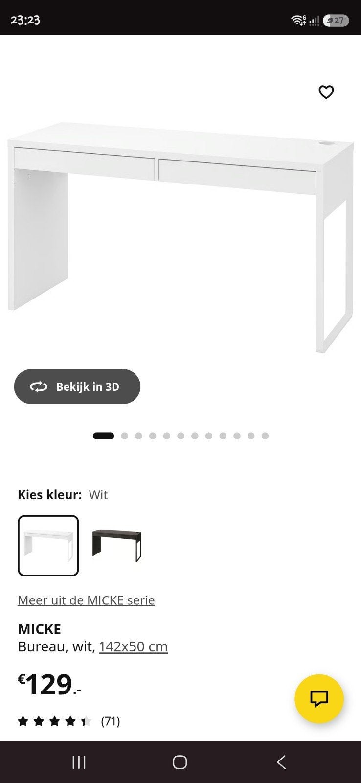 IKEA Micke Bureau Wit - Zo goed als nieuw, Ophalen, Gebruikt, Scandinavisch, Spaanplaat of MDF