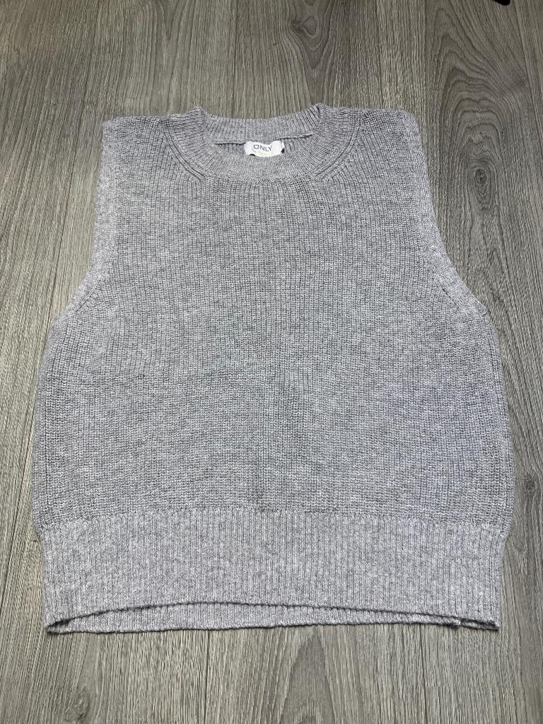 Only dames grijze tricot round neck spencer gilet trui mt L, Only, Maat 42/44 (L), Ophalen of Verzenden, Zo goed als nieuw