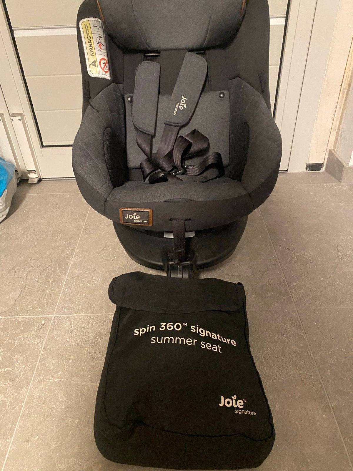 Joie Spin 360 Signature Autostoel met zomerhoes, Kinderen en Baby's, Autostoeltjes, Gebruikt, 0 t/m 18 kg, Verstelbare rugleuning