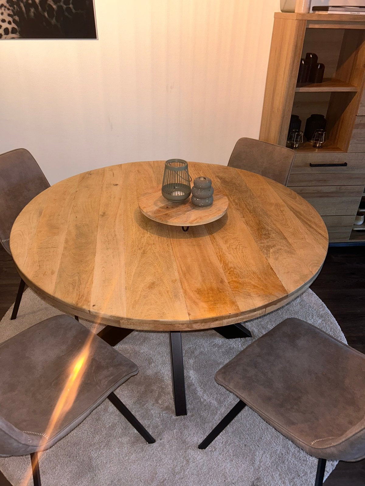 Ronde eettafel, Ophalen, 100 tot 150 cm, Rond, Zo goed als nieuw