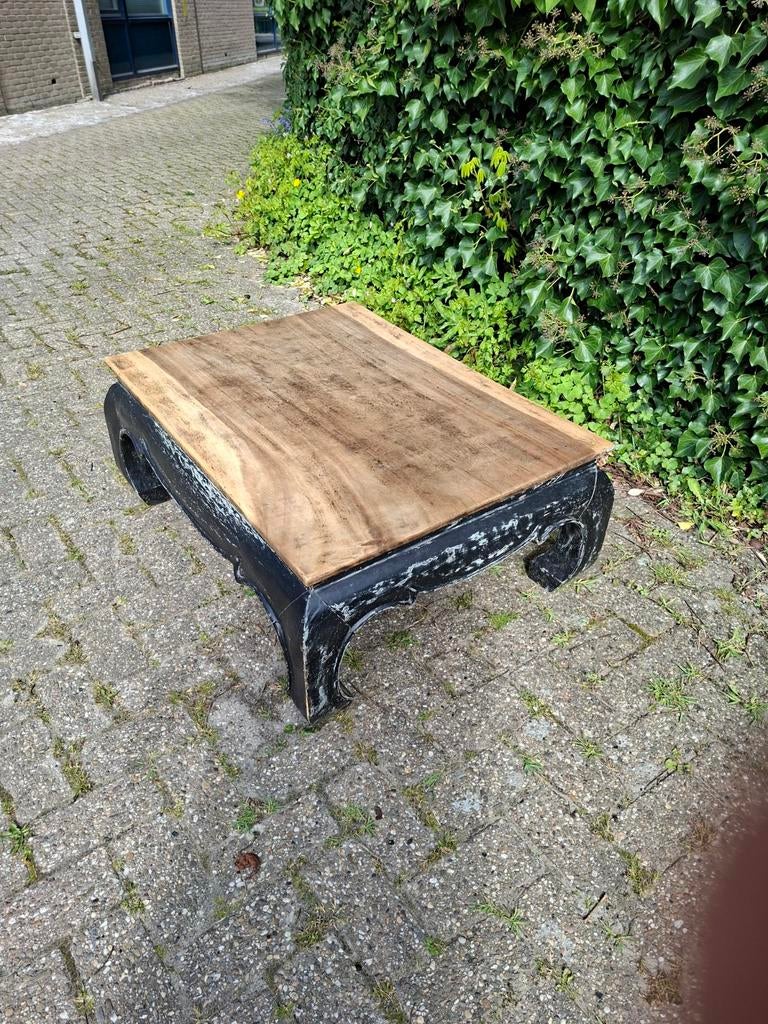 Opium salontafel zwart hout, Ophalen, Oosters, Vintage, Gebruikt, 50 tot 100 cm