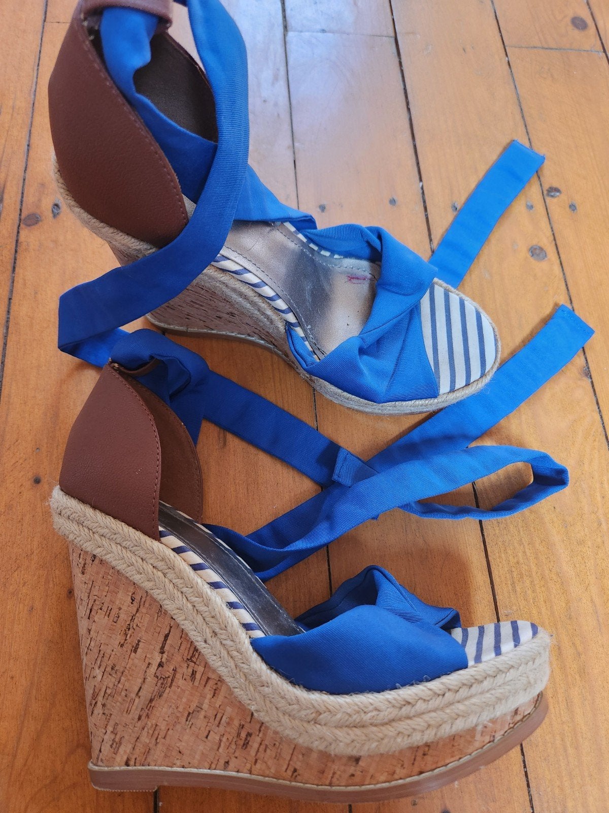 H&M Espadrilles met Sleehak en Wikkellint - Maat 37, H&M, Bruin, Ophalen of Verzenden, Zo goed als nieuw