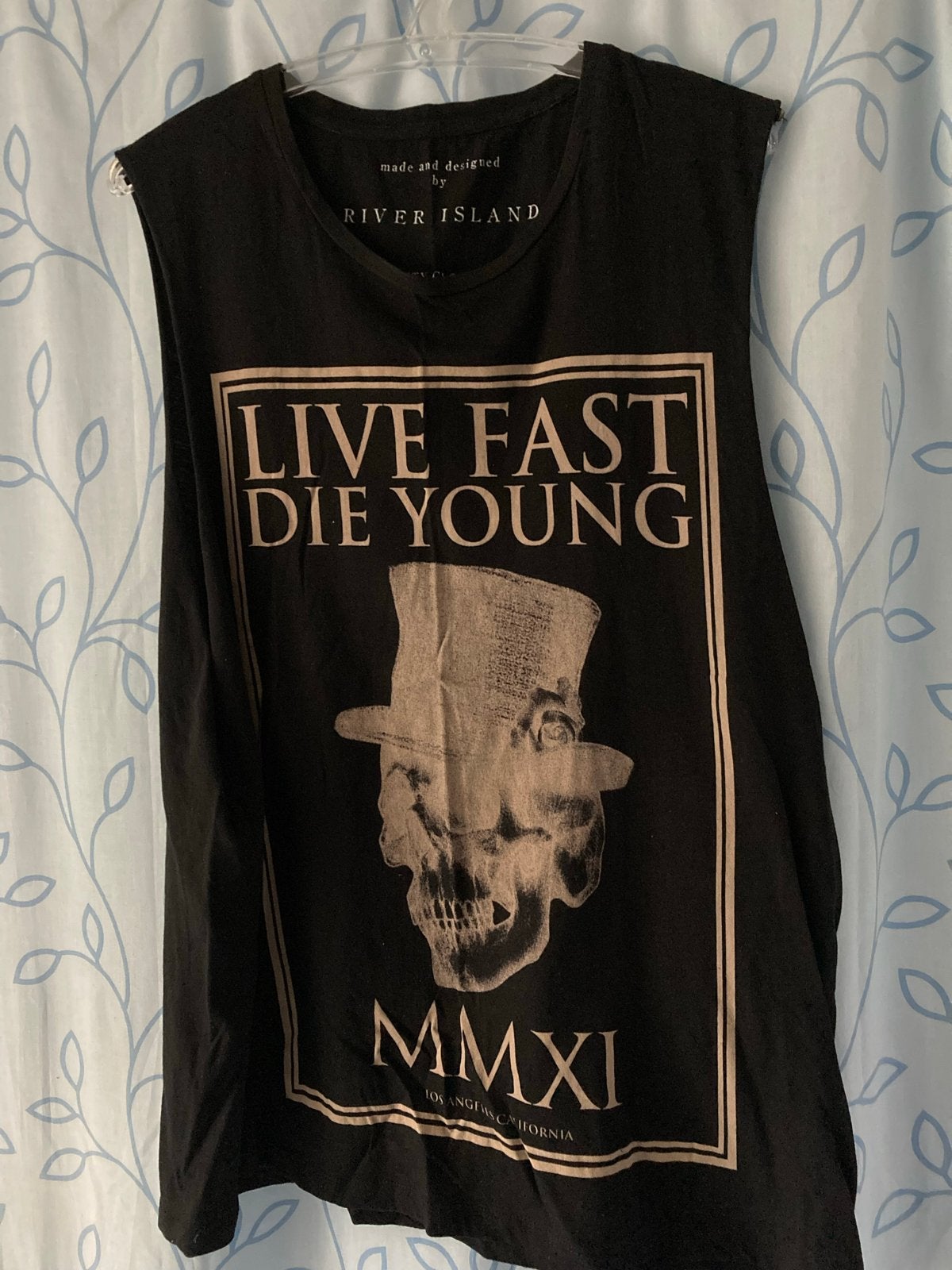 Nieuw River Island hemd met 'Live Fast Die Young, Verzenden, Zo goed als nieuw, Maat 48/50 (M), Zwart