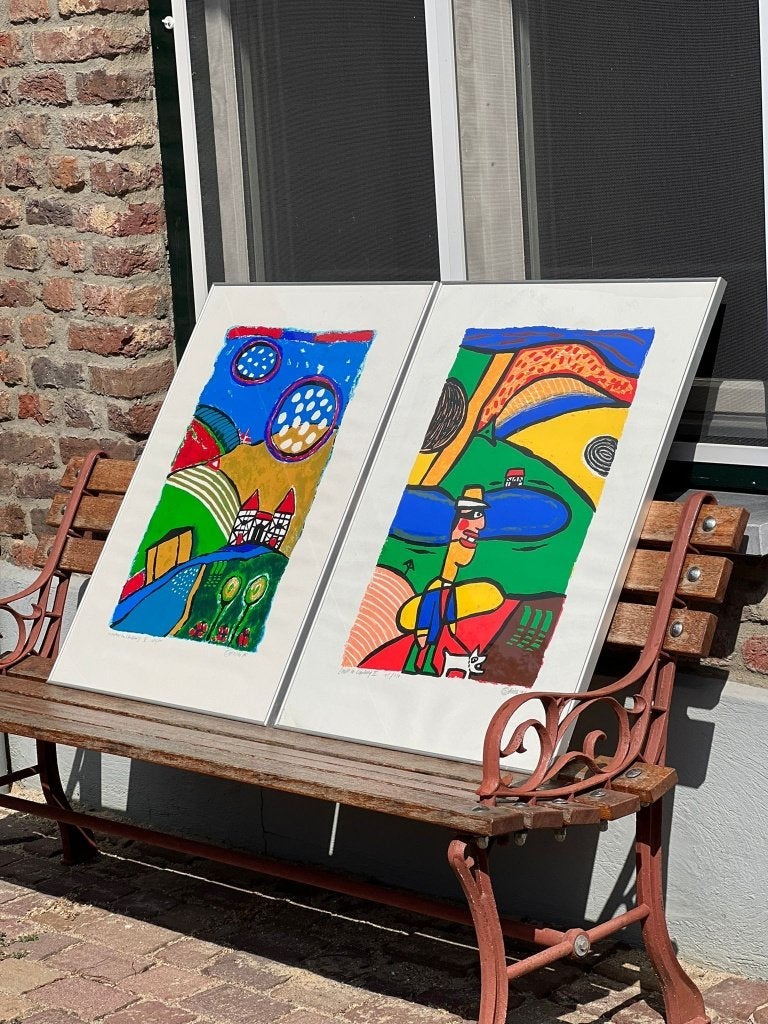 Set 2 zeefdrukken Clemens Briels "In Limburg" serie, Antiek en Kunst, Ophalen, Gelimiteerde oplage, Portret en Figuren, Zeefdruk
