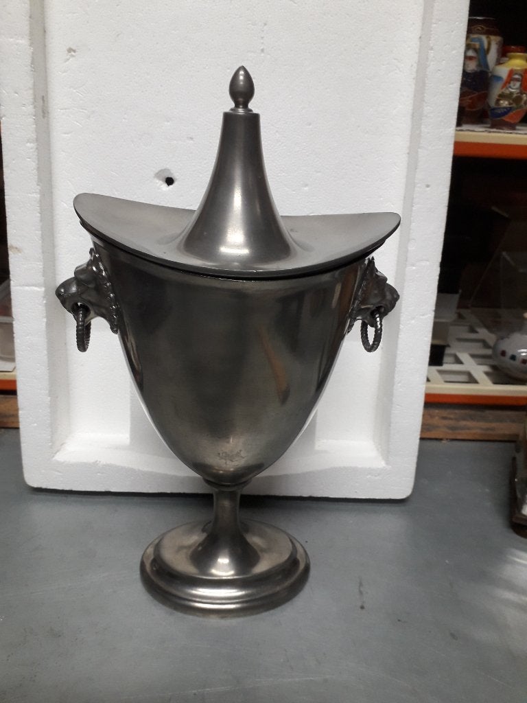 VINTAGE TINNEN DEKSELCOUPE / VAAS hoog 32 cm voor 17,50 E, Ophalen of Verzenden