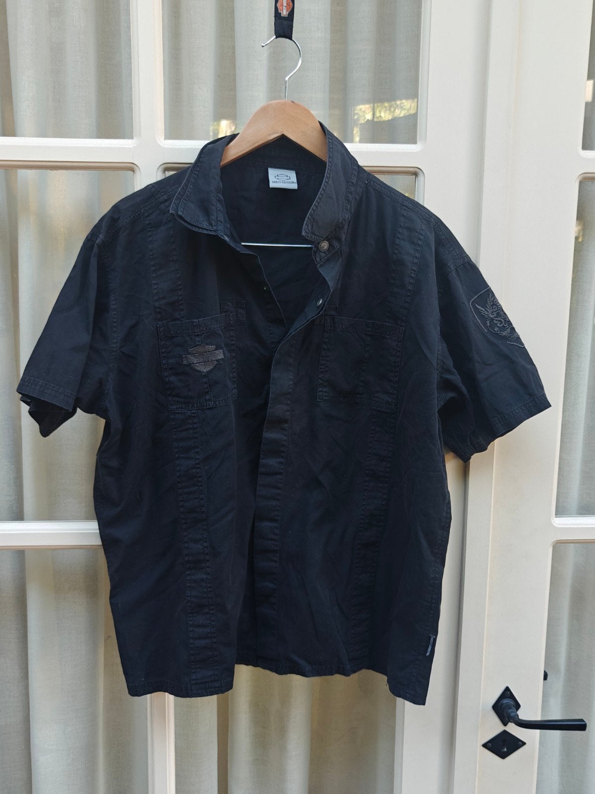 stoer zwart overhemd Harley Davidson maat XXL / XXXL, Kleding | Heren, Zwart, Ophalen of Verzenden, Zo goed als nieuw, Overige halswijdtes