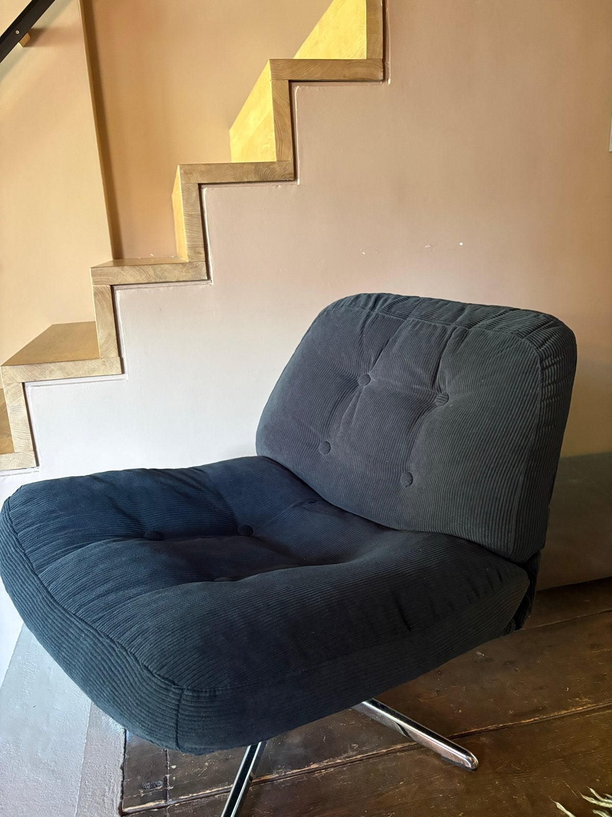 Draai relax fauteuil Kelinge zwart, Ophalen, Gebruikt, Stof, 75 tot 100 cm