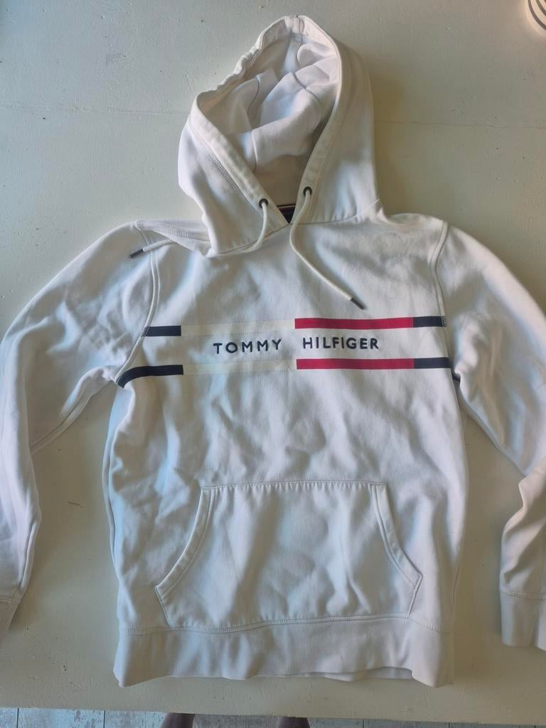 Tommy Hilfiger Hoodie Wit - Maat m, valt klein, Kleding | Heren, Truien en Vesten, Wit, Tommy Hilfiger, Ophalen of Verzenden, Gedragen
