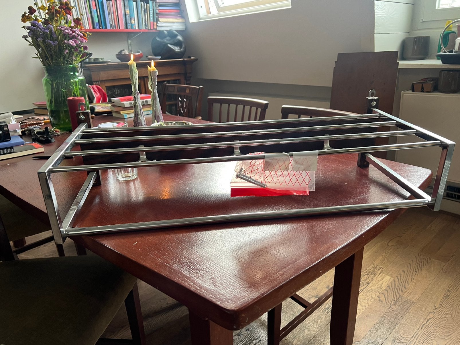 Wandkapstok en hoedenplank, Huis en Inrichting, Woonaccessoires | Kapstokken, Gebruikt, Minder dan 100 cm, Metaal, Ophalen