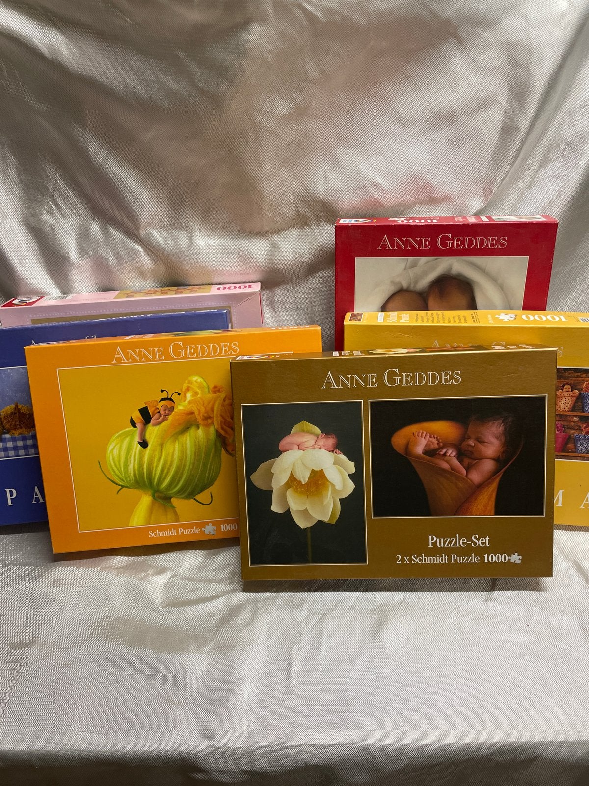 6 Anne Geddes Puzzels - Schmidt Puzzle 1000 stukjes, Ophalen, 500 t/m 1500 stukjes, Gebruikt, Legpuzzel