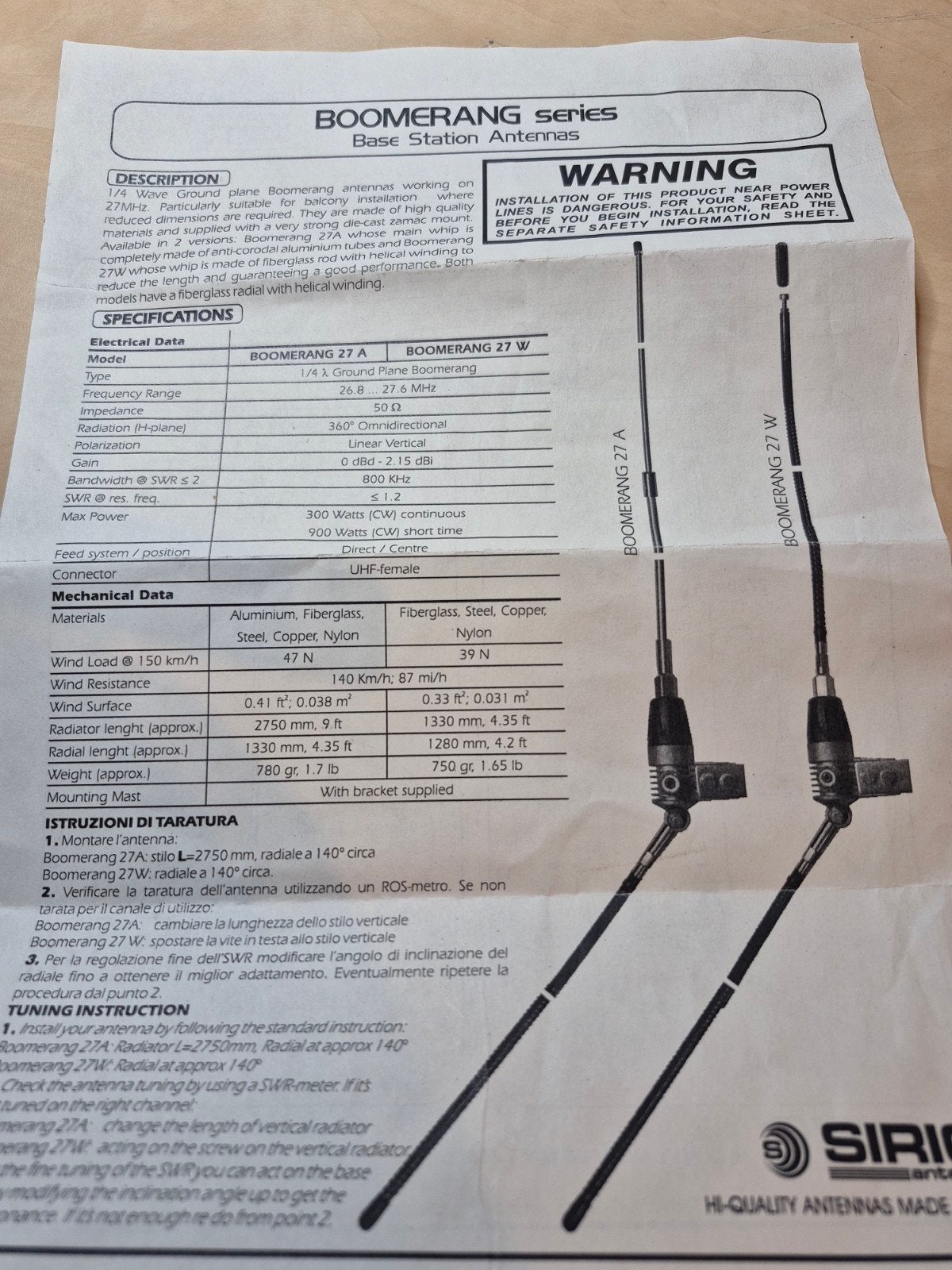 Boomerang 27A antenne, Ophalen, Zo goed als nieuw