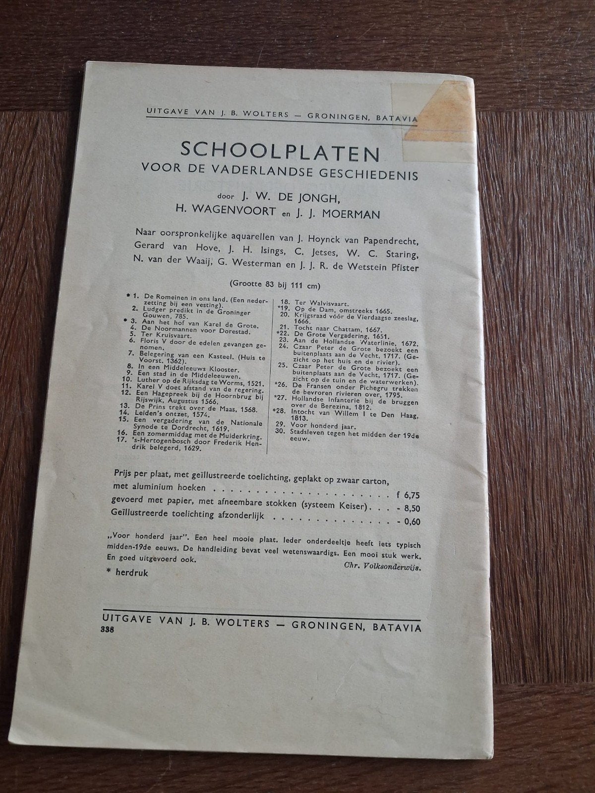 Schoolplaten voor de Vaderlandse Geschiedenis, Ophalen of Verzenden