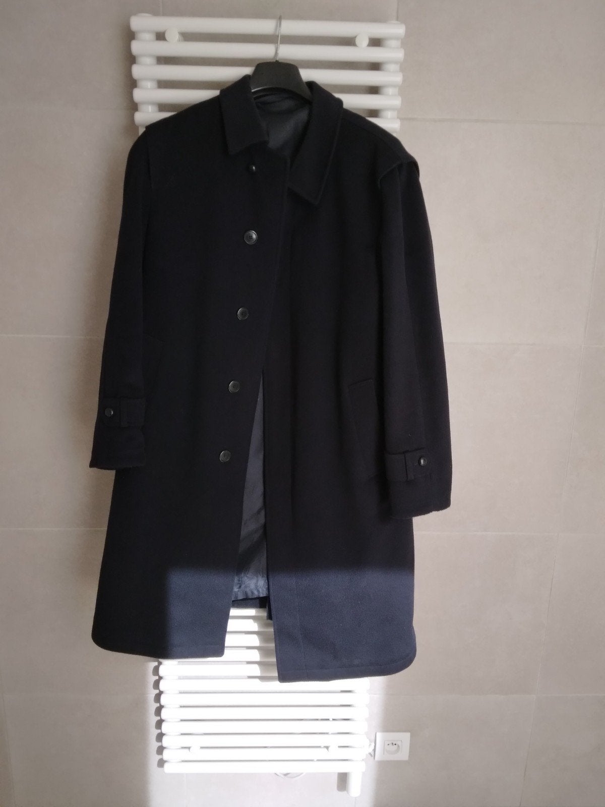 blauwe loden damesjas, Ophalen of Verzenden, Gedragen, Maat 52/54 (L), Blauw