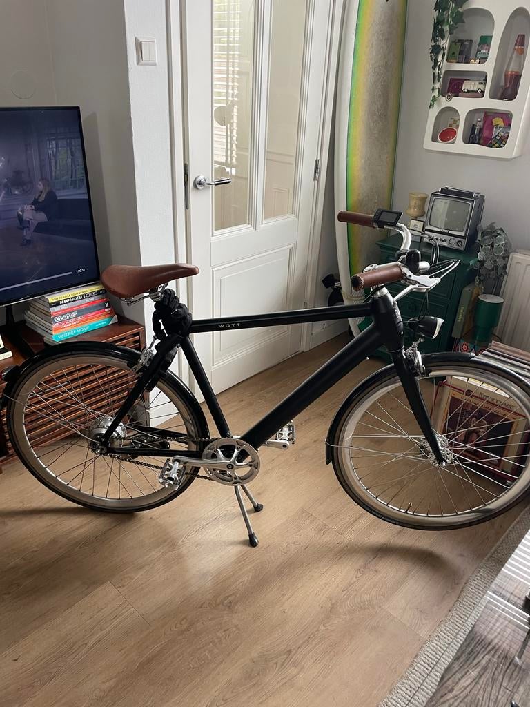 WATT New York elektrische stadsfiets - matzwart, Fietsen en Brommers, Velgrem, Zo goed als nieuw, 53 tot 57 cm, Ophalen
