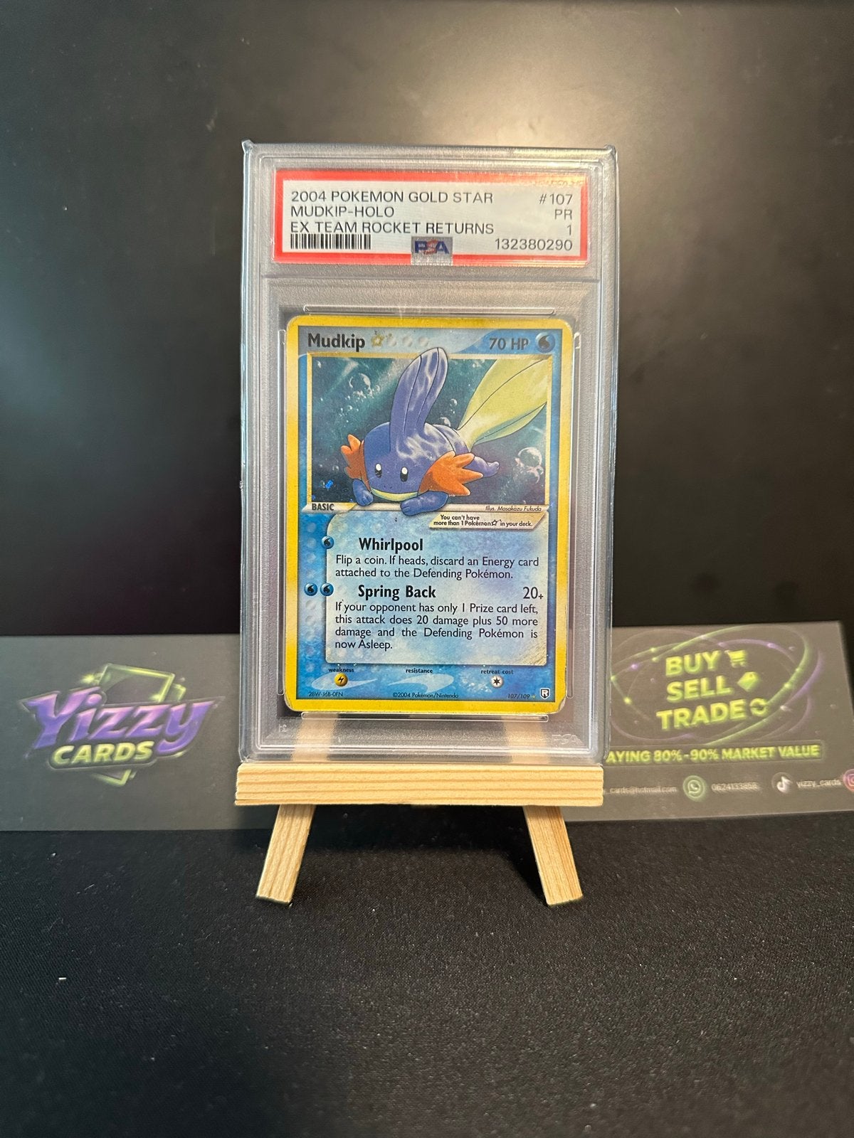 Mudkip Gold Star Team Rocket Returns PSA 1, Hobby en Vrije tijd, Ophalen, Gebruikt, Losse kaart, Foil