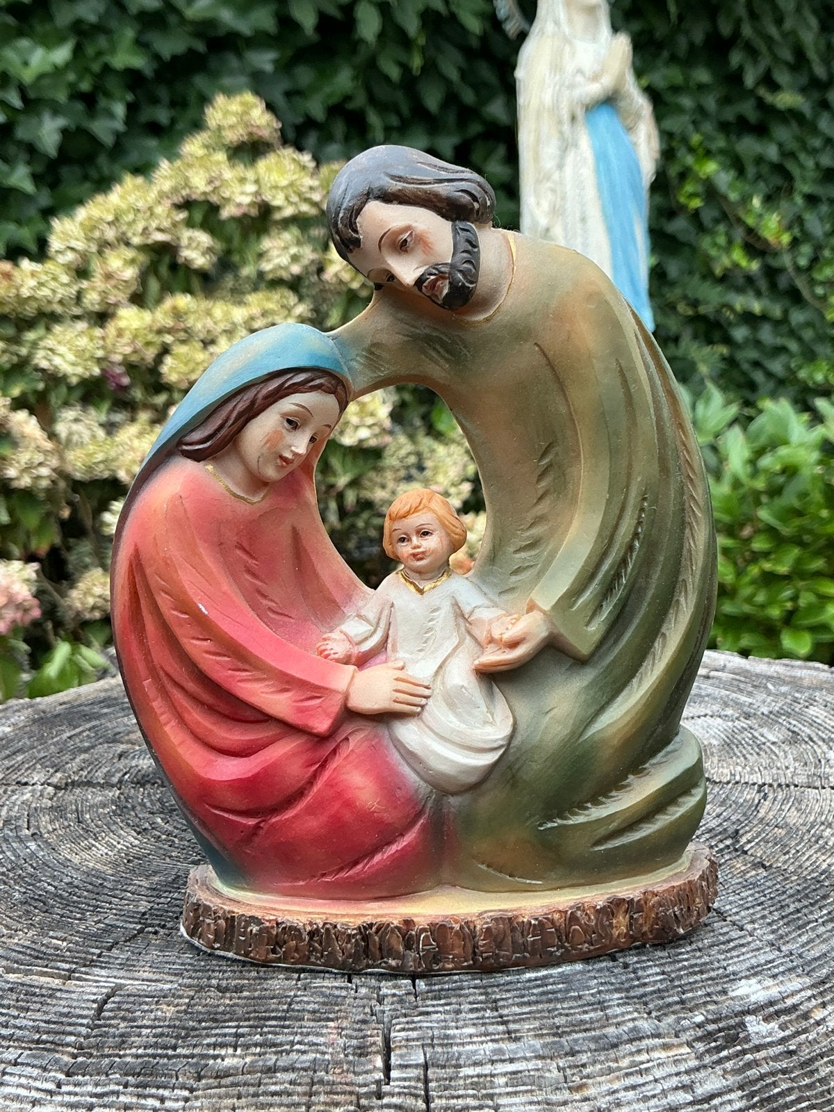 Oude Kerstgroep ❤️ Jozef, Maria, Jezus met waxinelichthouder, Ophalen of Verzenden, Zo goed als nieuw, Beeld(je), Christendom | Katholiek