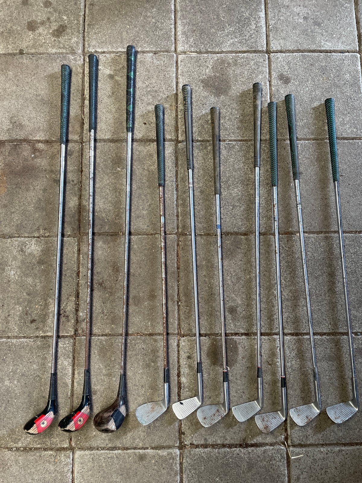 10 stuks VINTAGE / OLD SCHOOL GOLFCLUBS, Sport en Fitness, Golf, Ophalen, Gebruikt, Club
