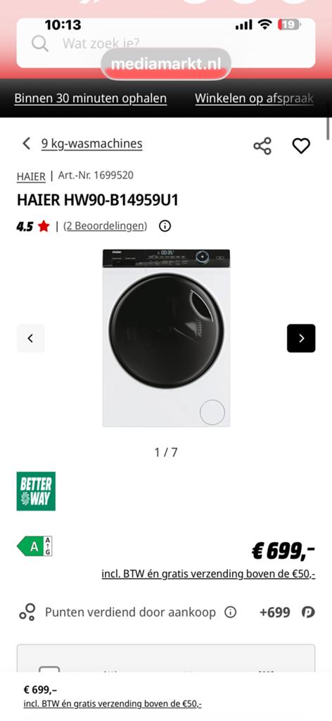 Haier wasmachine 9 kg 1400 toeren, Ophalen, Minder dan 85 cm, 8 tot 10 kg, Nieuw