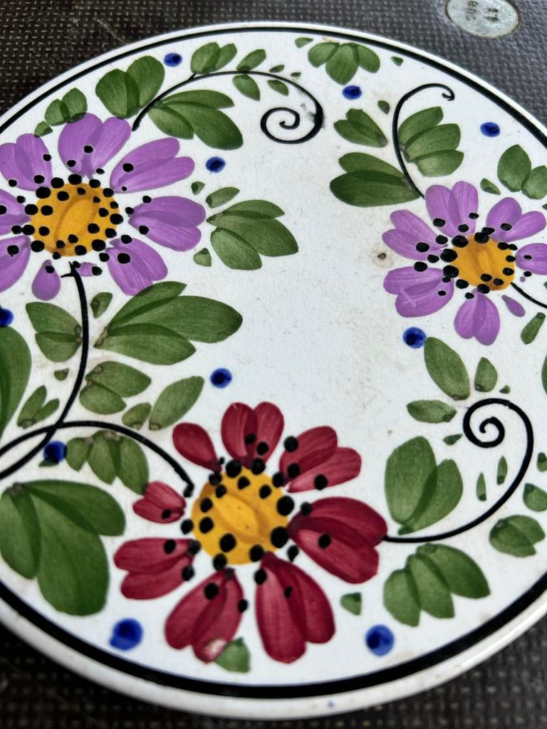 Boerenbont plat rond schaaltje motief brabant, Ophalen of Verzenden