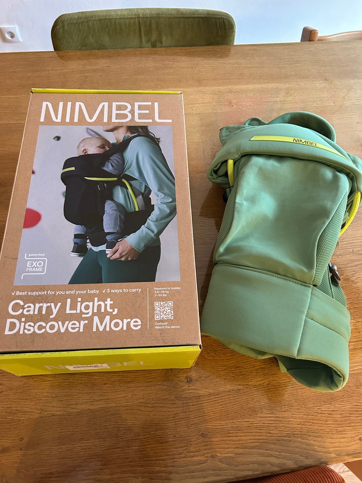 Nimbel draagzak mineraal green - Zo goed als nieuw, Ophalen, Zo goed als nieuw, Draagzak, Overige merken