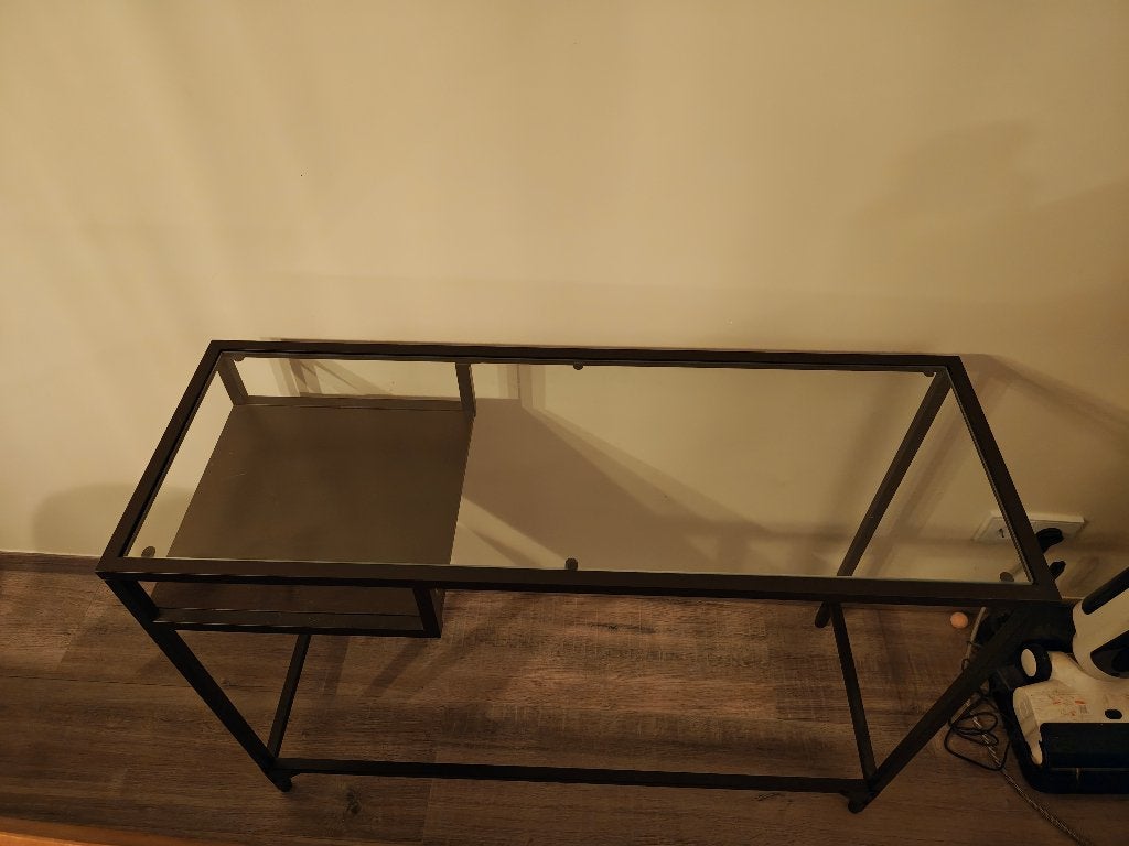 Glazen bureau, Ophalen, Zwart, 36 cm, Metaal